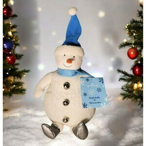 Hallmark Jingle Belly Snowman Plush Blue Hat Scarf Bells Holiday Christmas 9"